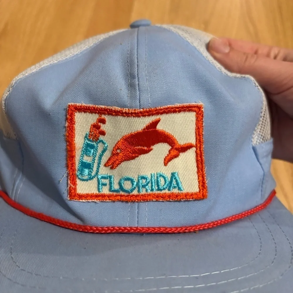 Vintage Florida Patch Fish Hat Golf Clubs Dolphin SnapBack Blue Orange